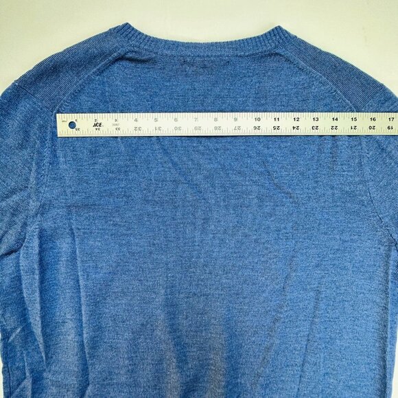 Banana Republic Mens L Sweater 100% Merino Extra Fine Wool Blue Pullover - Picture 6 of 10